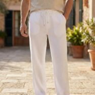 Linen Relaxfir Beach Trousers- White