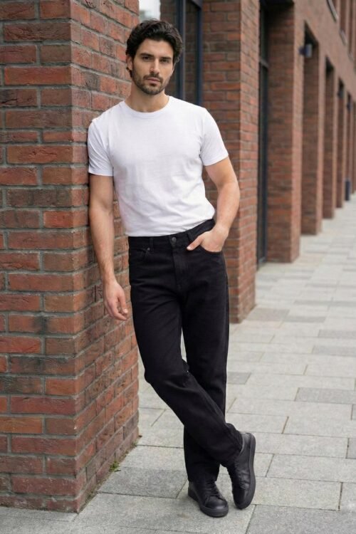 Relax Fit Denim Pant - Black