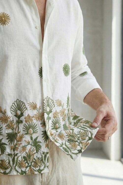 Oversize Floral Embroidered Shirt