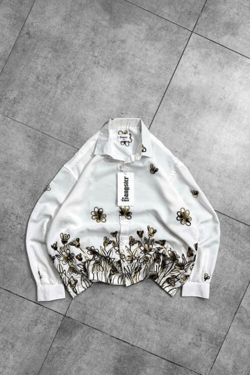 Floral Embroidered Button-Down Shirt