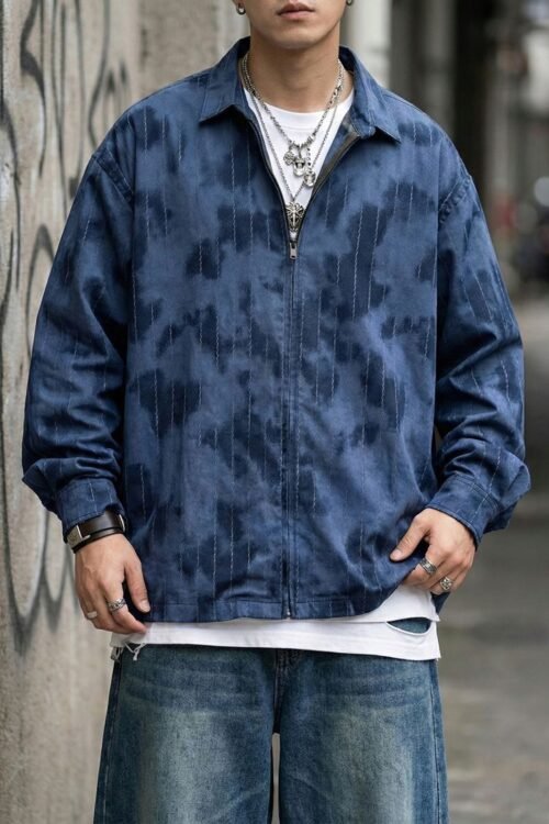 Zipper Oversize Shirt - Blue