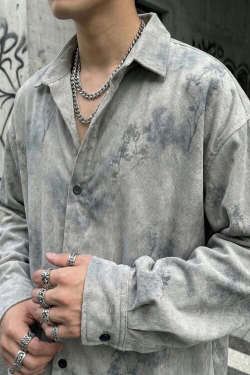 Whyte Back Printed Oversize Corduroy Shirt - Cream