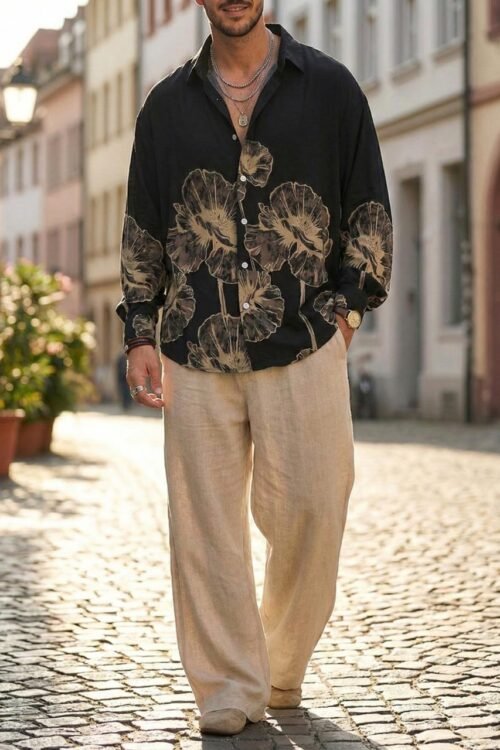 Midnight Bloom Dropshoulder Shirt