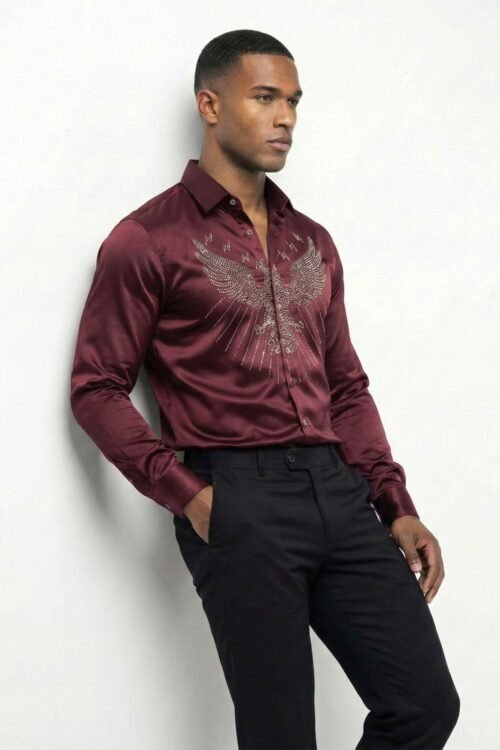 Eagle Embellished Shirt - Maroon