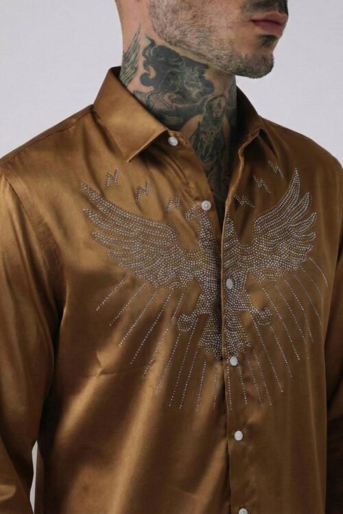 Eagle Embellished Shirt - Brown