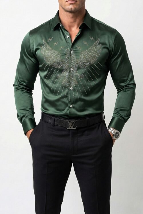 Eagle Embellished Shirt - Green