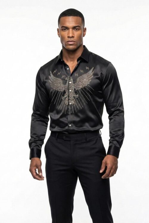 Eagle Embellished Shirt - Black