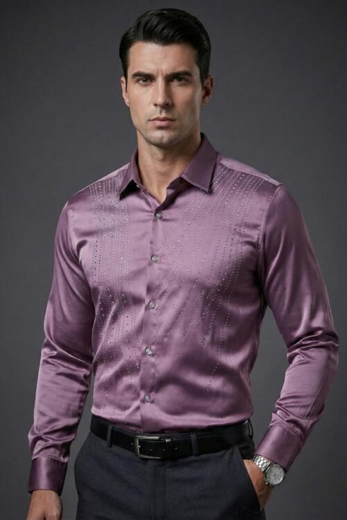 Emerald Luxe Crystal Panel Shirt - Pink