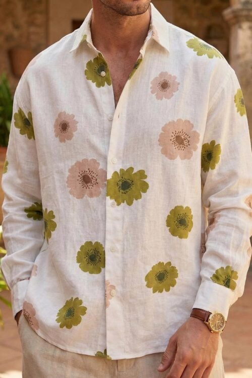 Green & Pink Wildflower Oversize Print Shirt