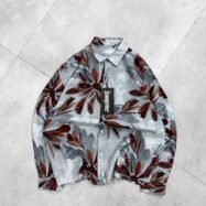 Allover Big Flower Printed Dropshoulder Shirt-sage green1-