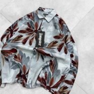 Allover Big Flower Printed Dropshoulder Shirt-sage green2