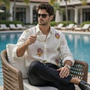 Allover Embroidery Imp Linen Dropshoulder Shirt 3