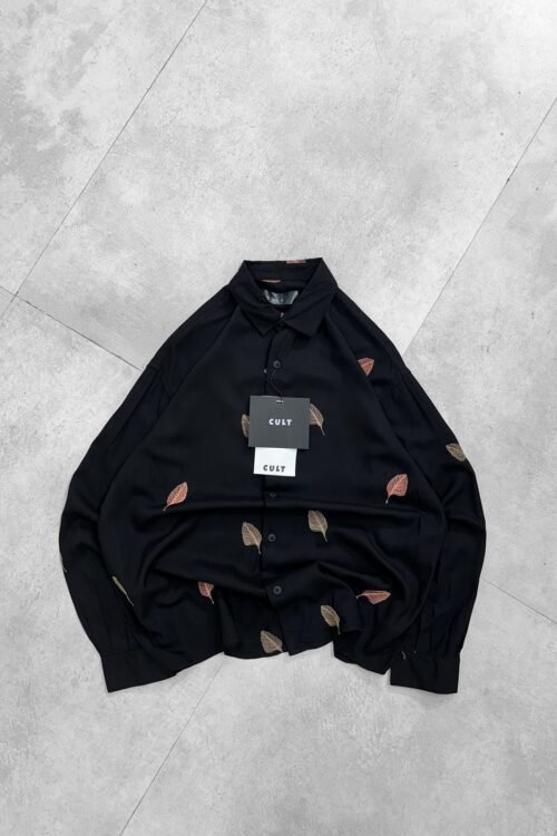 Allover Minimal Straight Leaf Embroidery Dropshoulder Shirt