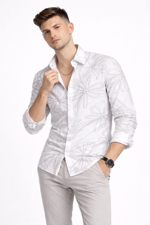 Big Floral All Over Printed Droupshoulder Shirt