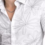 Big Floral All Over Printed Droupshoulder Shirt- white 4-compressed