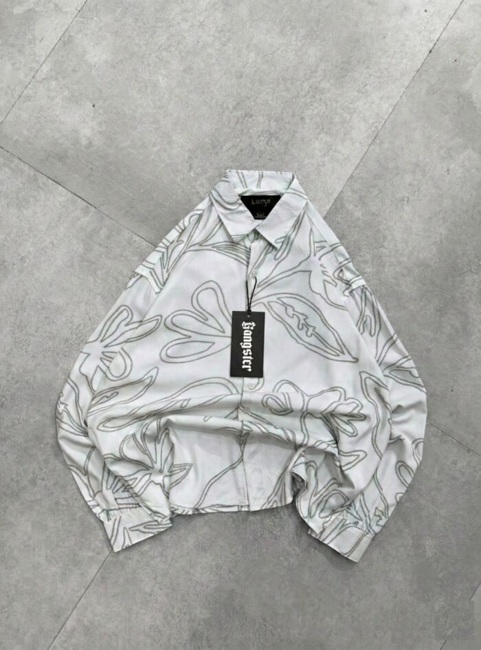 Big Floral All Over Printed Droupshoulder Shirt- white 6 Big Floral All Over Printed Droupshoulder Shirt- white 6