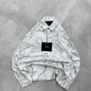 Big Floral All Over Printed Droupshoulder Shirt- white 6-compressed