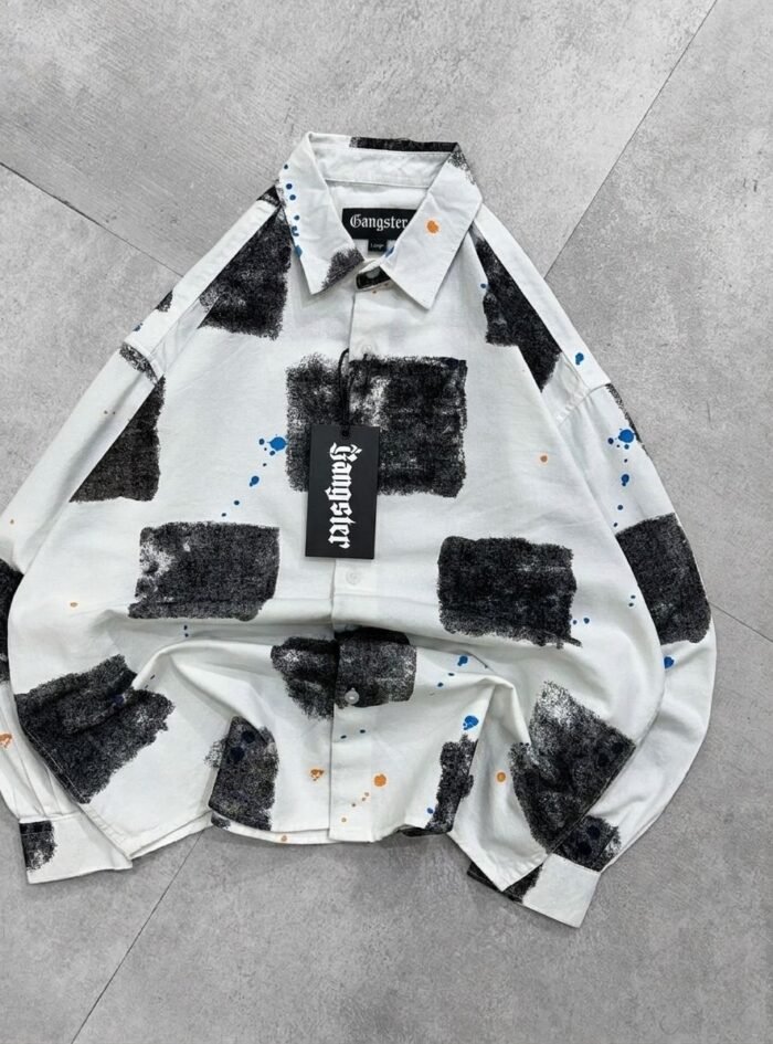 Boxed Drip Drop-Shoulder Shirt-black 2