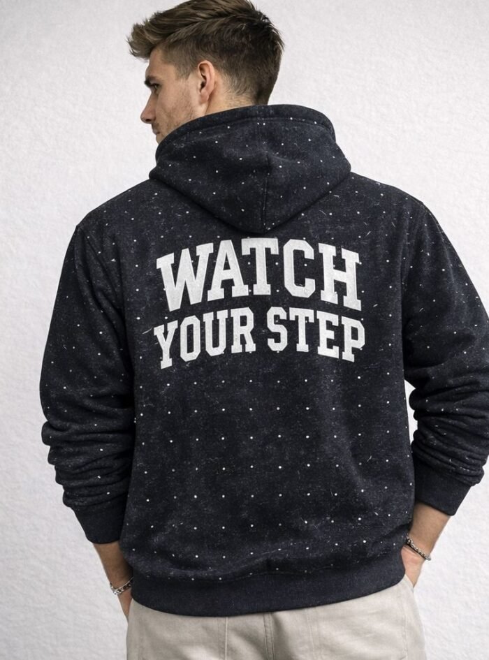 Camton Printed Casual Hoodie -Black 2