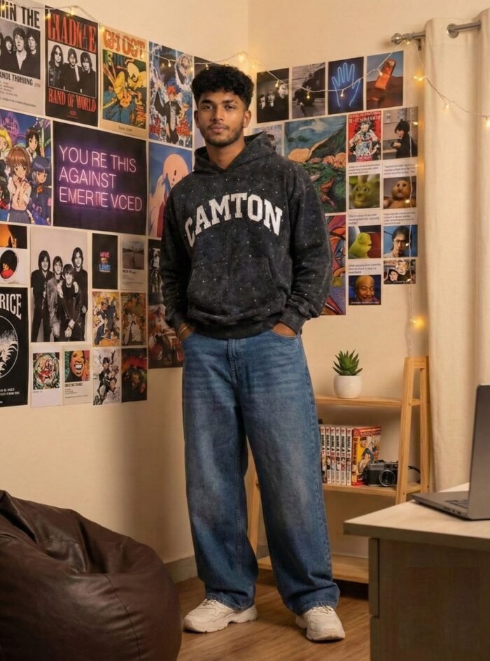 Camton Printed Casual Hoodie -Black 6