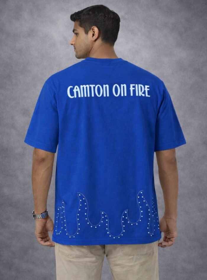 Camton on fire Back Printed Half Sleeve T-shirt - Blue4
