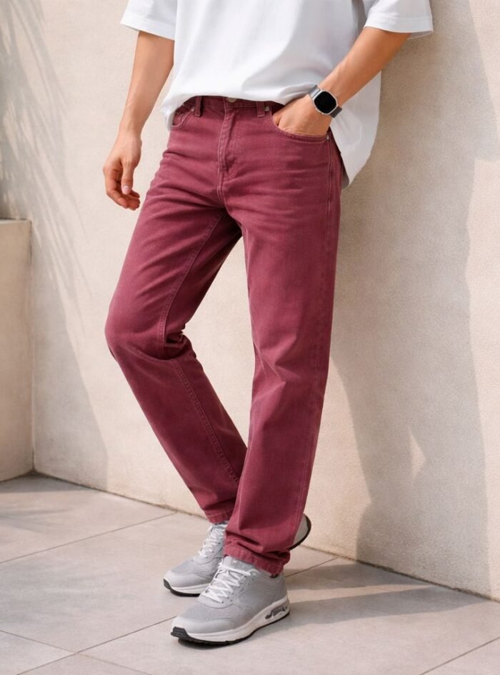 Casual Style Men Jean-Wine1