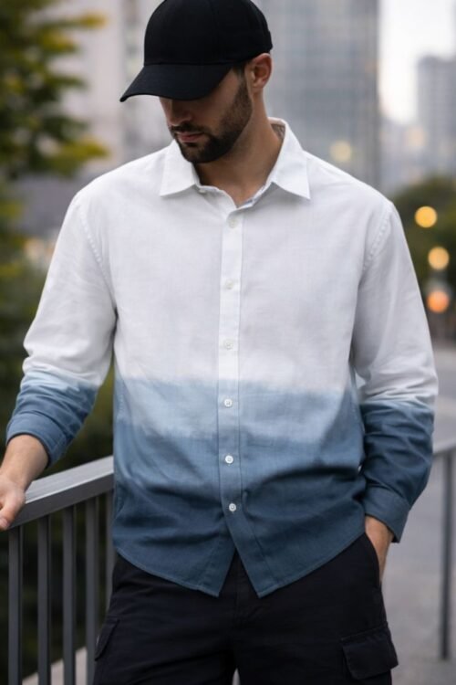 Errd Back Puff Printed With Dip-Dyed Dropshoulder Shirt