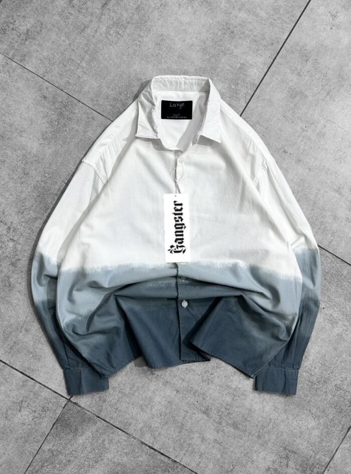 Errd Back Puff Printed With Dipdyed Dropshoulder Shirt- blue3