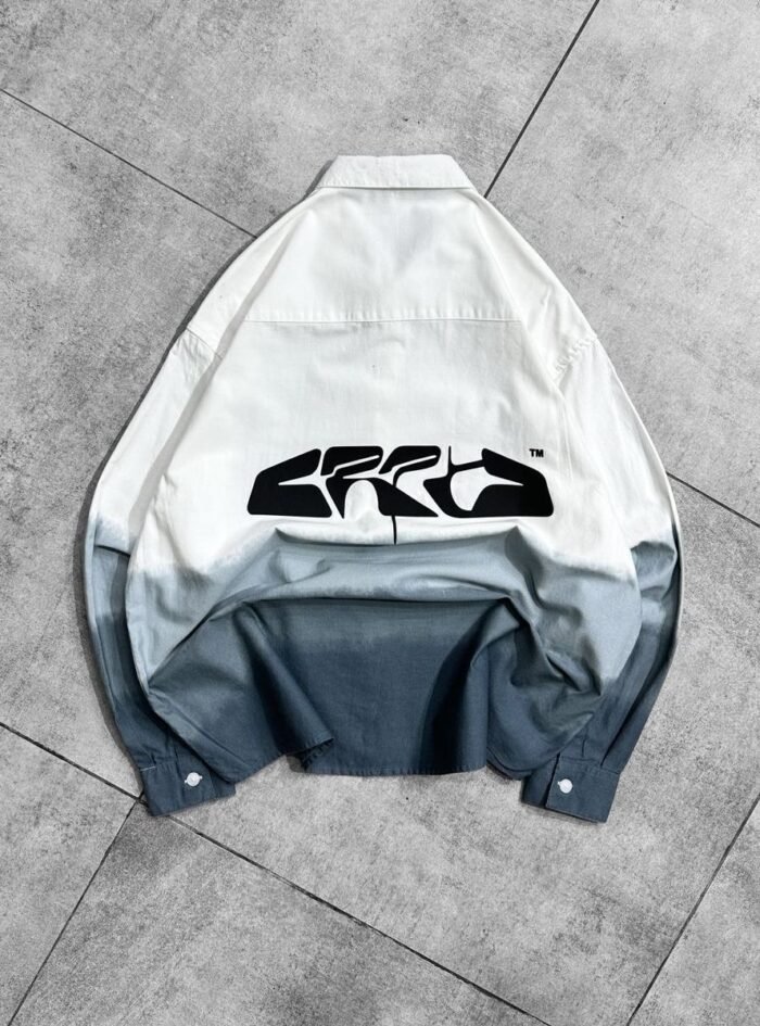 Errd Back Puff Printed With Dipdyed Dropshoulder Shirt- blue4