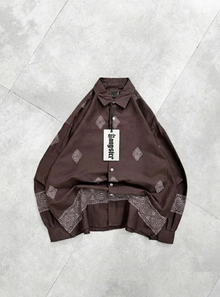 Hastag Bottom Printed Dropshoulder Shirt-brown1