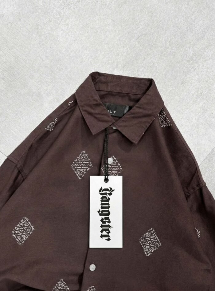 Hastag Bottom Printed Dropshoulder Shirt-brown2