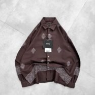 Hastag Bottom Printed Dropshoulder Shirt-brown2