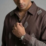 Hastag Bottom Printed Dropshoulder Shirt-brown5