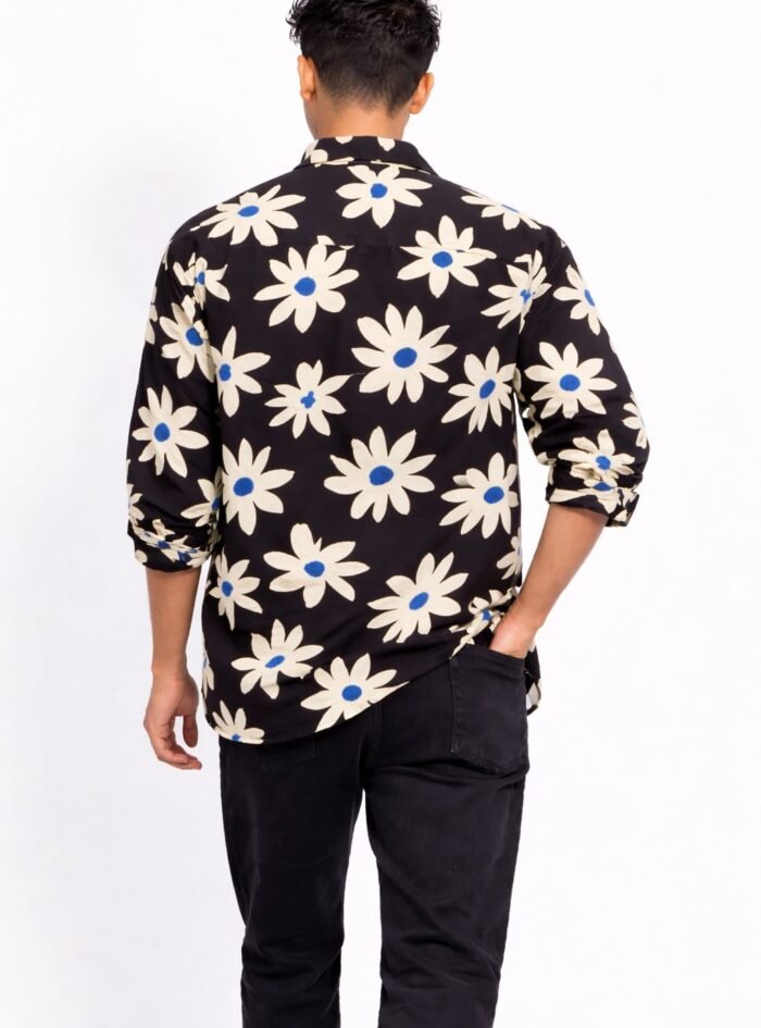 Human Down Printed AOP Droupshoulder Shirt balck2