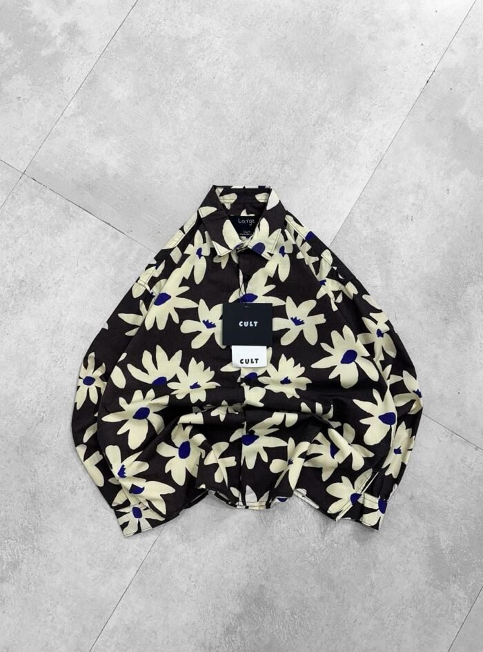 Human Down Printed AOP Droupshoulder Shirt balck4