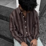 Industrial Vibe Drop-Shoulder Shirt-maroon 3