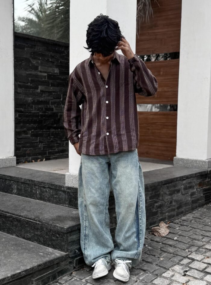 Industrial Vibe Drop-Shoulder Shirt-maroon1 Industrial Vibe Drop-Shoulder Shirt-maroon1