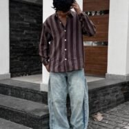 Industrial Vibe Drop-Shoulder Shirt-maroon1