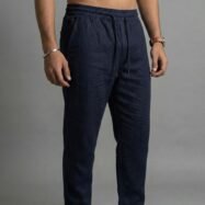 Men's Cotton-Linen Blend Relaxed Fit Jogger-Navy Blue2