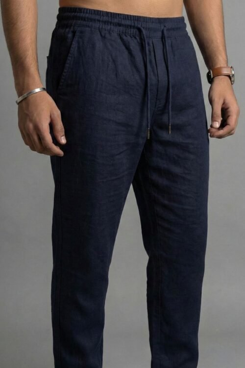 Men’s Cotton-Linen Blend Relaxed Fit Jogger-Navy Blue2