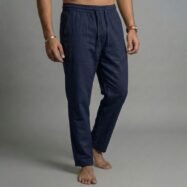 Men's Cotton-Linen Blend Relaxed Fit Jogger-Navy Blue3
