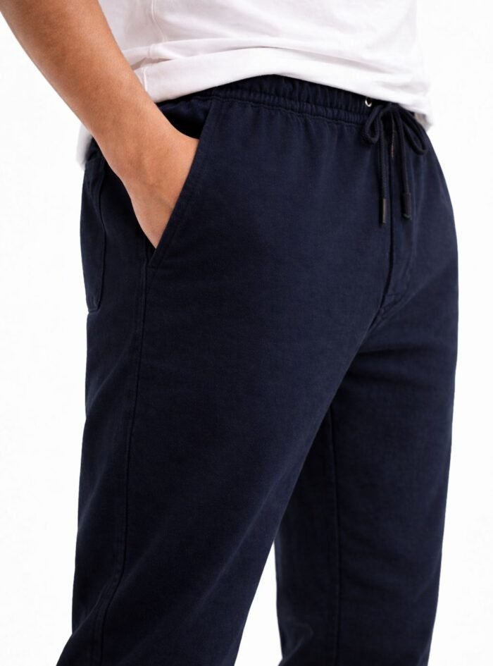 Men's Cotton-Linen Blend Relaxed Fit Jogger-Navy Blue3 Men's Cotton-Linen Blend Relaxed Fit Jogger-Navy Blue3