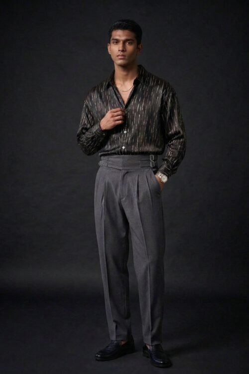 Silver Foil All Over Printed Dropshoulder Shirt