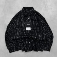 Silver Foil All Over Printed Droupshoulder Shirt -black 4