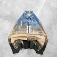 Smoke Wash Plaid Drop-Shoulder-sand blue1