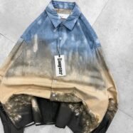 Smoke Wash Plaid Drop-Shoulder-sand blue2