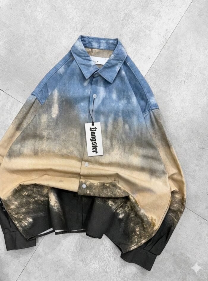 Smoke Wash Plaid Drop-Shoulder-sand blue2