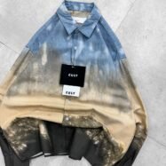 Smoke Wash Plaid Drop-Shoulder-sand blue2