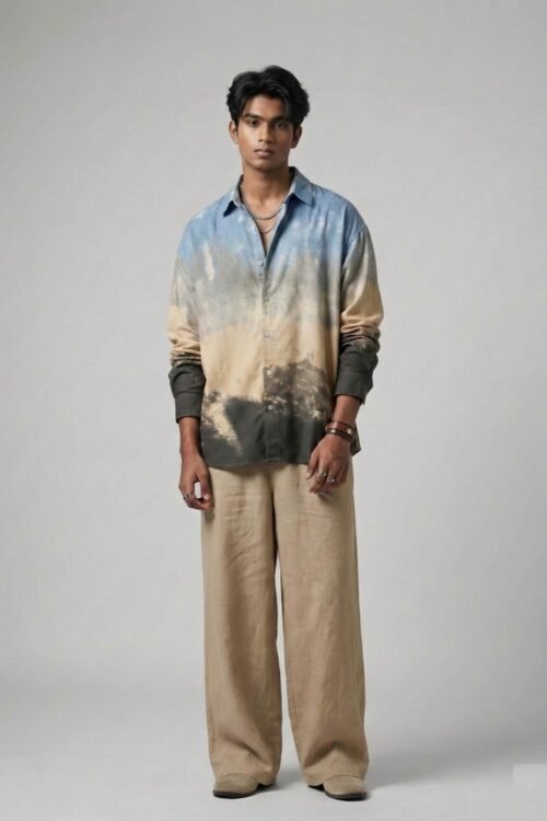 Smoke Wash Plaid Drop-Shoulder