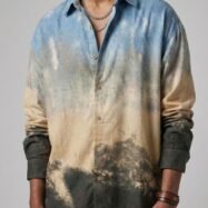 Smoke Wash Plaid Drop-Shoulder-sand blue6